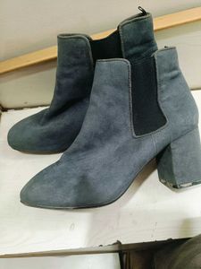 Gray Suede Ankle Boots