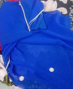 Royal Blue Pure Georgette Saree