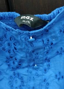Blue Broderie Anglaise Crop Top