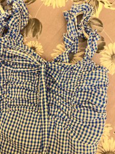 Blue &amp; White Gingham Mini Tank Top