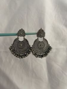 Boho Oxidized Silver Jhumka Earrings