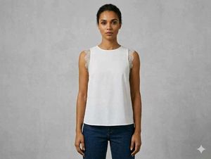 Korean Lace trimmed Sleeveless Top