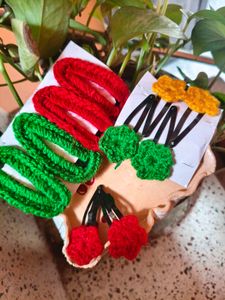 Handmade Crochet Hair Clips Set