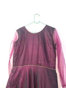 Ethnic Purple Gown Set