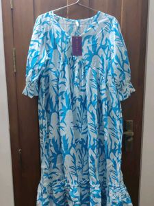 Blue &amp; White Printed Dress
