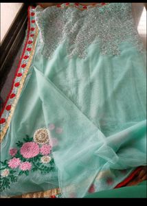 Embroidered Net Saree