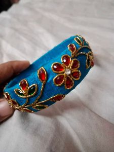 kundhan stone cloth kada bangle