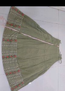 Peplum style green Embroidered Kurta Set