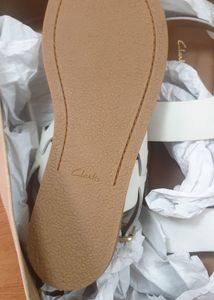 Clarks White Leather Sandals