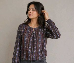 Boho Floral Print Long Sleeve Top