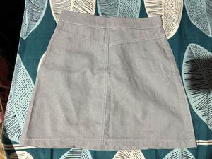 Stylish Grey Button-Up A-Line Skirt