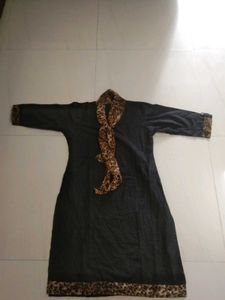 Chic Leopard Print Scarf kurti