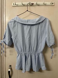 Light Blue Peplum Top