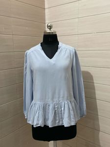 Light Blue Peplum Top