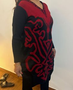 Red &amp; Black Knit Tunic Top