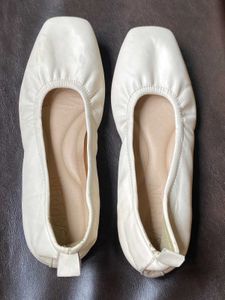 Cream Ballet Flats - Square Toe