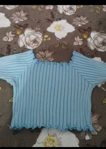 Cute Ruffled Light Blue Top