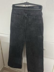 Zara Gray Wash Wide Leg Jeans