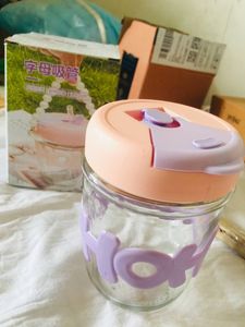 Cute Glass Tumbler with Straw Lid🥰