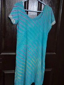 Blue Sequined Kurta Salwar set with Dupatta