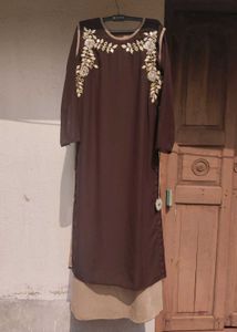 Elegant Brown Embroidered Kurti