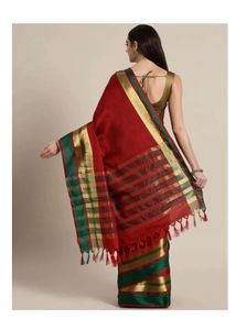 Beautiful Red Saree with Green Border