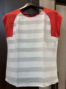 Striped Top with Red Sleeves