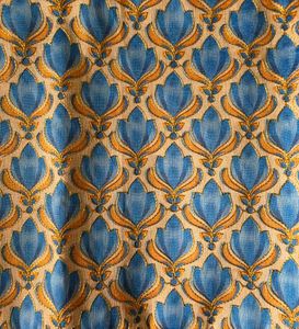 Embroidered Blue & Gold Brocade Fabric