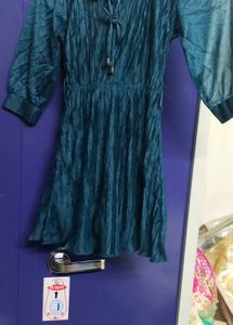 Teal Velvet Crushed Mini Dress