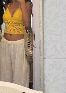 Crocheted Yellow Halter Top