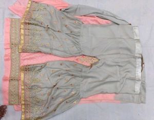 Beautiful Peach &amp; Grey Kurta gharara set