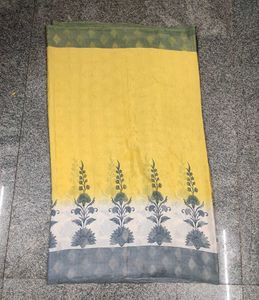 Satin Yellow Saree