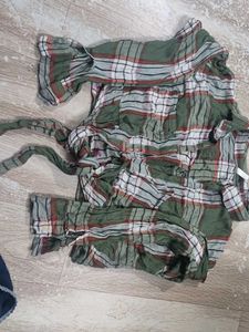 Green Plaid Tunic Top