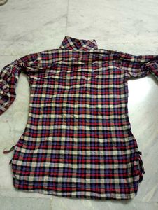 Checkered Button-Up Tunic
