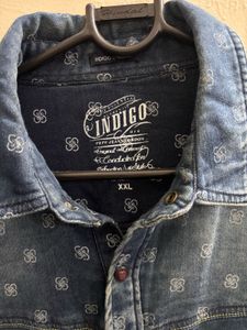 Men's Blue Denim Printed Shirt