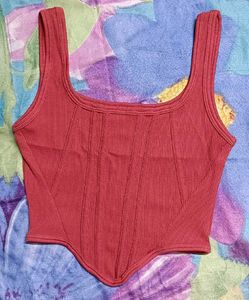 Stylish ribbed Corset Crop Top