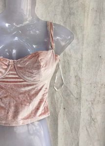 Pink Velvet Bustier Crop Top