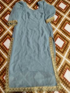 Grey kurta palazzo dupatta set