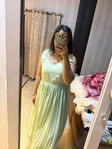 Pleated Midi Dress with Bow Shoulders🎀