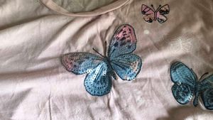 Pink Butterfly Graphic T-Shirt with sequins work