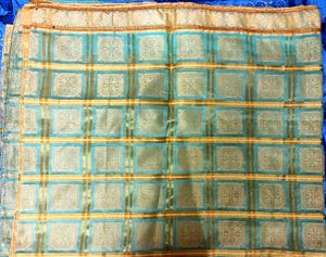 Mint Green &amp; Golden Sari Tissue Saree Ethnic Wear