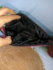 Embroidered Pink Hand Pyrse