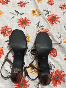 Dressberry Snake Print Strappy Sandals