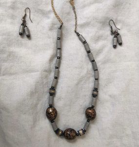 Handmade Beaded Necklace and Earrings Set