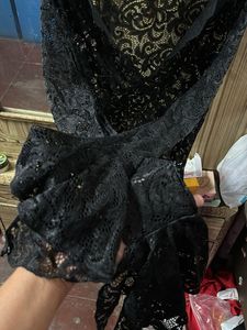Elegant Black Lace Bell Sleeve Top