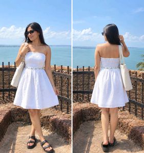 White Strapless Summer Dress