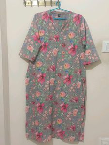 Gray Floral Print kurti
