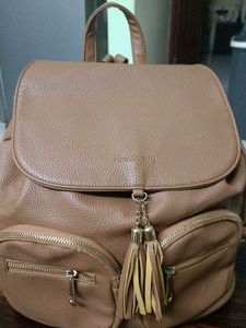 Brown Faux Leather Backpack