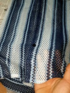 brand new 🆕 Mesh Knit Striped Button-Up Shirt