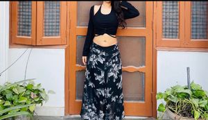 Floral palazzo &amp; Black Top Set